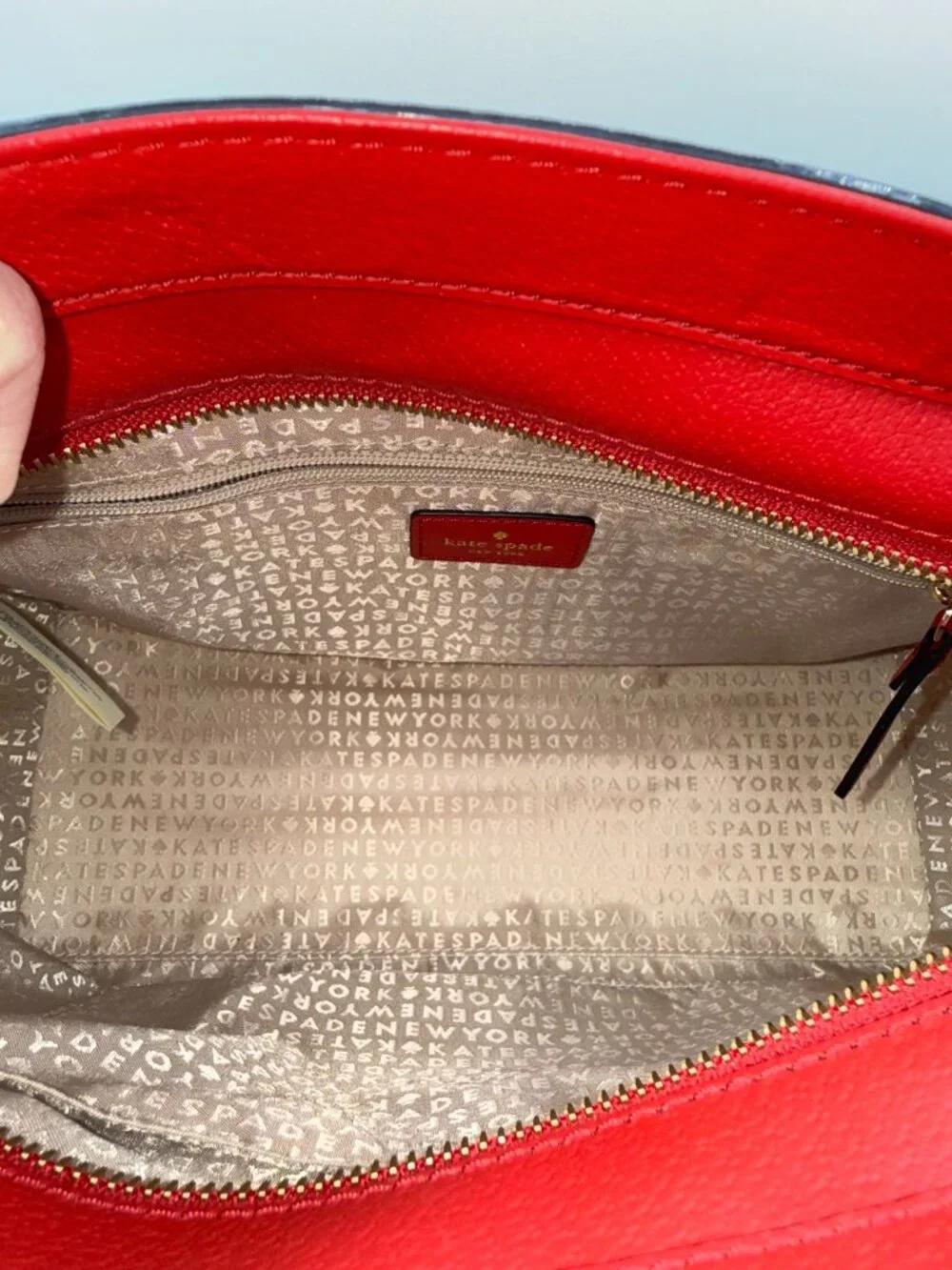 Kate Spade New York Red Leather Satchel Handbag Gold Hardware